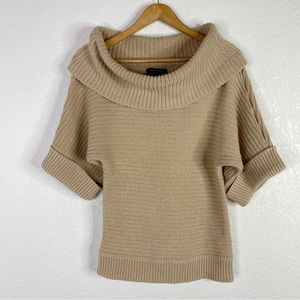 WHBM Tan Shimmer Knit Pullover Sweater
